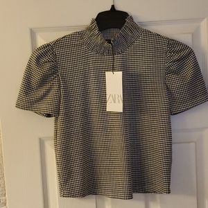 Zara checkered cropped shirt